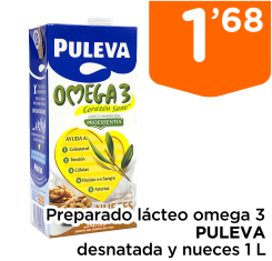Preparado l?cteo omega 3 PULEVA desnatada y nueces 1 L