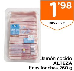 Jam?n cocido ALTEZA finas lonchas 260 g
