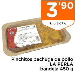 Pinchitos pechuga de pollo LA PERLA bandeja 450 g