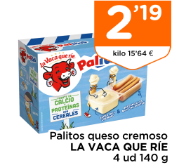 Palitos queso cremoso LA VACA QUE R?E 4 ud 140 g