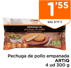 Pechuga de pollo empanada ARTIQ 4 ud 300 g