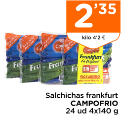 Salchichas frankfurt CAMPOFRIO 24 ud 4x140 g