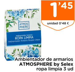 Ambientador de armarios ATMOSPHERE by Selex ropa limpia 3 ud
