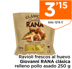 Ravioli frescos al huevo Giovanni RANA cl?sica relleno pollo asado 250 g