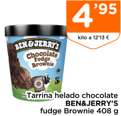 Tarrina helado chocolate BEN&JERRY'S fudge Brownie 408 g
