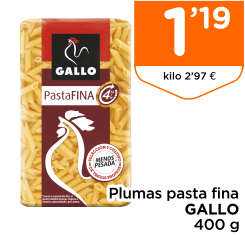 Plumas pasta fina GALLO 400 g