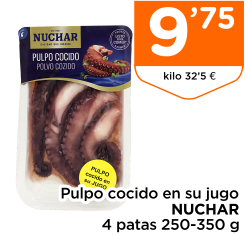 Pulpo cocido en su jugo NUCHAR 4 patas 250-350 g