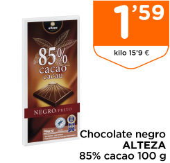 Chocolate negro ALTEZA 85% cacao 100 g