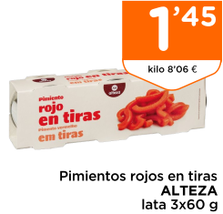 Pimientos rojos en tiras ALTEZA lata 3x60 g