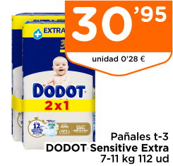 Pa?ales t-3 DODOT Sensitive Extra 7-11 kg 112 ud
