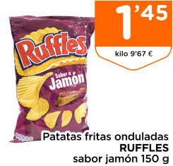 Patatas fritas onduladas RUFFLES sabor jam?n 150 g