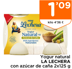 Yogur natural LA LECHERA con az?car de ca?a 2x125 g