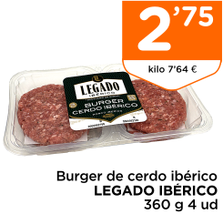 Burger de cerdo ib?rico LEGADO IB?RICO 360 g 4 ud