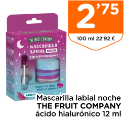 Mascarilla labial noche THE FRUIT COMPANY ?cido hialur?nico 12 ml