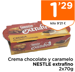 Crema chocolate y caramelo NESTLE extrafino 2x70g