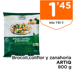 Brocoli,coliflor y zanahoria ARTIQ 800 g
