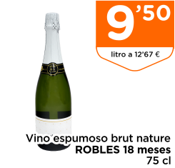 Vino espumoso brut nature ROBLES 18 meses 75 cl