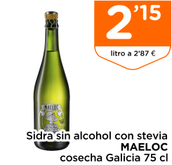 Sidra sin alcohol con stevia MAELOC cosecha Galicia 75 cl