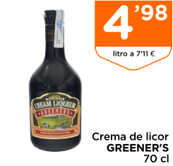 Crema de licor GREENER'S 70 cl