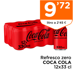 Refresco zero COCA COLA 12x33 cl