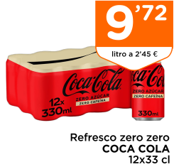 Refresco zero zero COCA COLA 12x33 cl