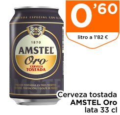 Cerveza tostada AMSTEL Oro lata 33 cl