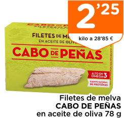 Filetes de melva CABO DE PE?AS en aceite de oliva 78 g