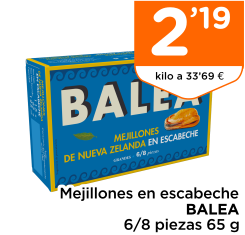 Mejillones en escabeche BALEA 6/8 piezas 65 g