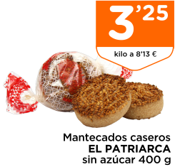 Mantecados caseros EL PATRIARCA sin az?car 400 g