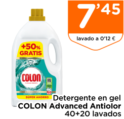 Detergente en gel COLON Advanced Antiolor 40+20 lavados