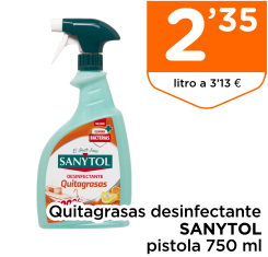 Quitagrasas desinfectante SANYTOL pistola 750 ml