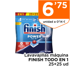 Lavavajillas m?quina FINISH TODO EN 1 25+25 ud