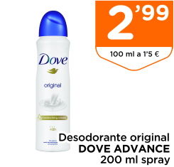 Desodorante original DOVE ADVANCE 200 ml spray