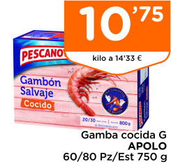 Gamba cocida G APOLO 60/80 Pz/Est 750 g