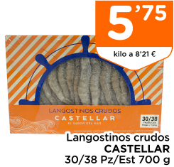 Langostinos crudos CASTELLAR 30/38 Pz/Est 700 g