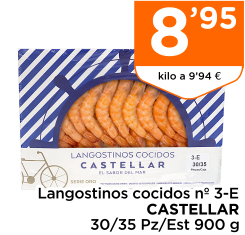 Langostinos cocidos n? 3-E CASTELLAR 30/35 Pz/Est 900 g