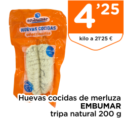 Huevas cocidas de merluza EMBUMAR tripa natural 200 g