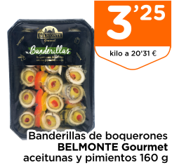 Banderillas de boquerones BELMONTE Gourmet aceitunas y pimientos 160 g