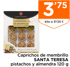 Caprichos de membrillo SANTA TERESA pistachos y almendra 120 g