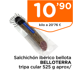 Salchich?n ib?rico bellota BELLOTERRA tripa cular 525 g aprox/