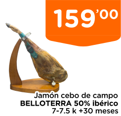 Jam?n cebo de campo BELLOTERRA 50% ib?rico 7-7.5 k +30 meses