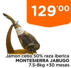 Jamon cebo 50% raza iberica MONTESIERRA JABUGO 7.5-8kg +30 meses