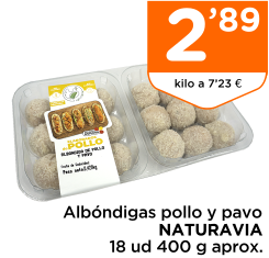 Alb?ndigas pollo y pavo NATURAVIA 18 ud 400 g aprox.