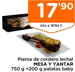 Pierna de cordero lechal MESA Y YANTAR 750 g +200 g patatas baby