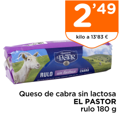 Queso de cabra sin lactosa EL PASTOR rulo 180 g