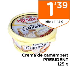 Crema de camembert PRESIDENT 125 g