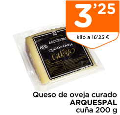 Queso de oveja curado ARQUESPAL cu?a 200 g