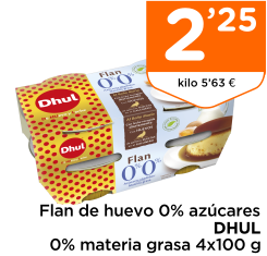 Flan de huevo 0% az?cares DHUL 0% materia grasa 4x100 g