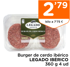 Burger de cerdo ib?rico LEGADO IB?RICO 360 g 4 ud