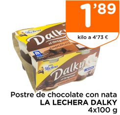 Postre de chocolate con nata LA LECHERA DALKY 4x100 g